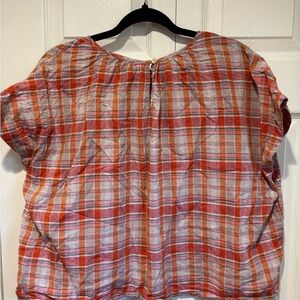 Madewell cotton Plaid Button-Back Short Sleeve Top